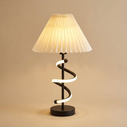 LED Spiral Table Lamp with Pleated Shade - Dual Light Design