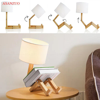 Lampe de chevet pliante en bois