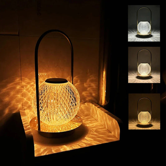 Wireless crystal bedside lamp
