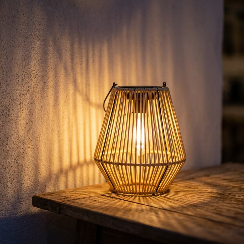 Solar Woven Rattan Lantern - Outdoor Decorative Light