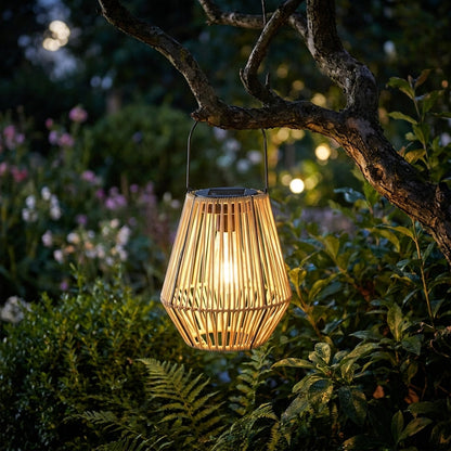 Solar Woven Rattan Lantern - Outdoor Decorative Light