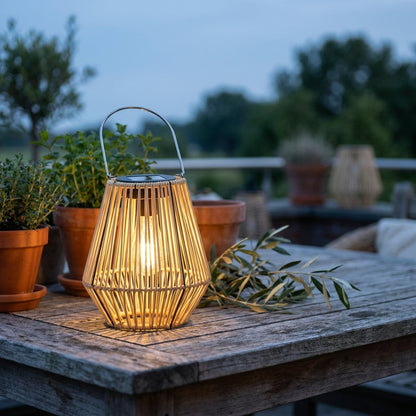 Solar Woven Rattan Lantern - Outdoor Decorative Light