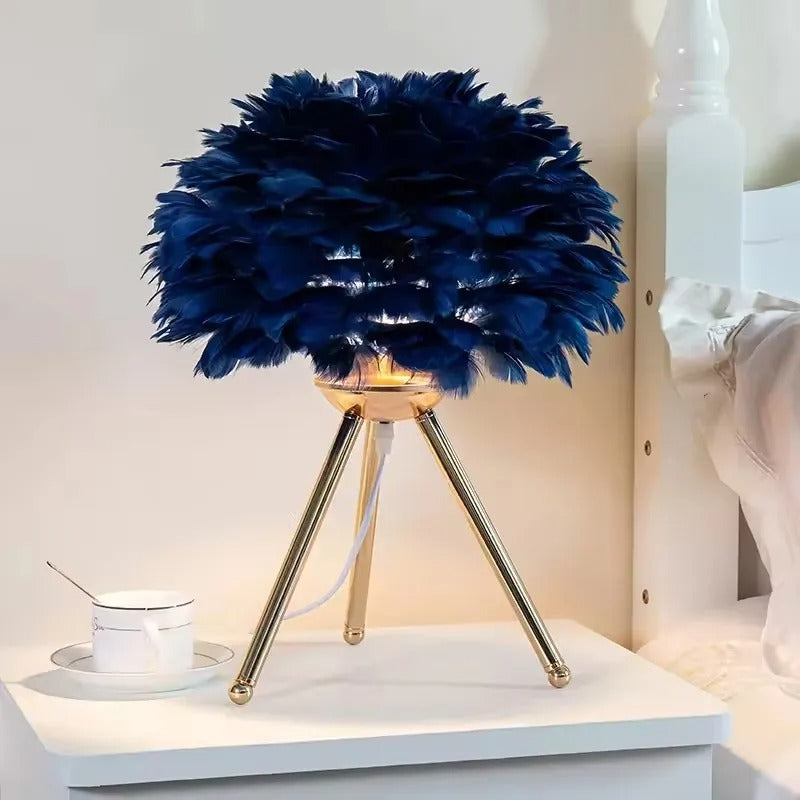 Lampe de chevet plume décorative