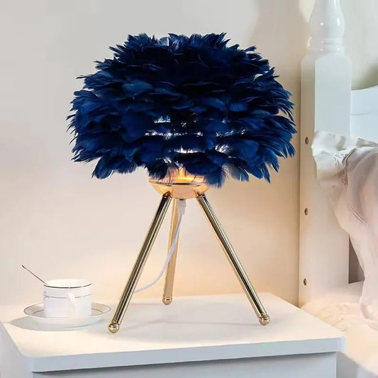 Decorative feather bedside lamp