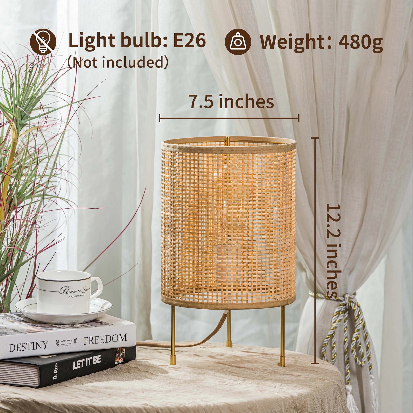lampe de chevet  design rotin bambou tressé