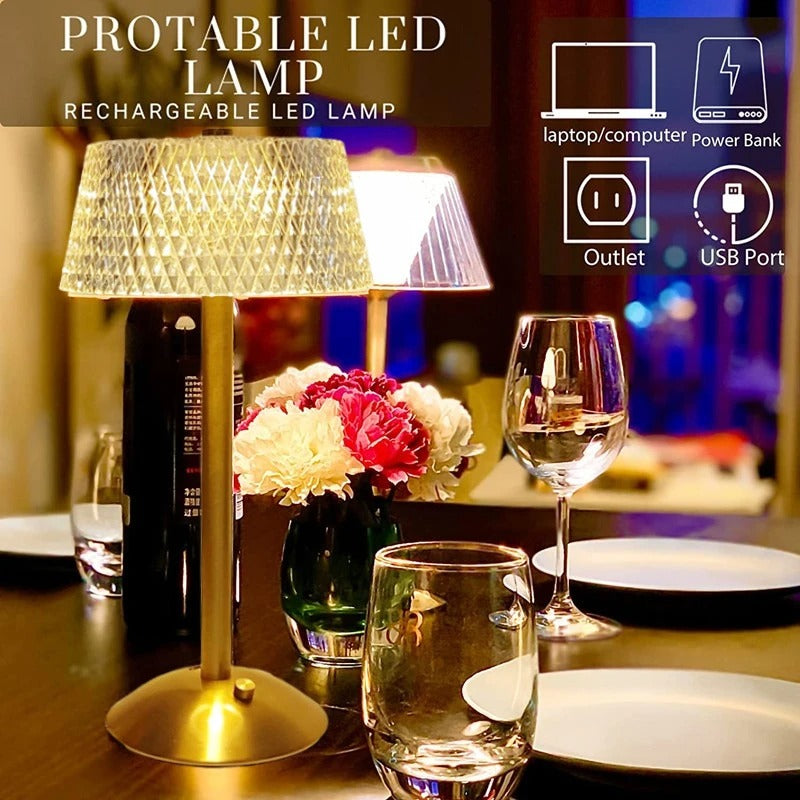 Lampe de chevet cristal tactile LED rechargeable