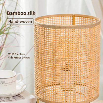 lampe de chevet  design rotin bambou tressé