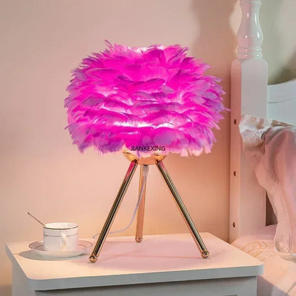 Lampe de chevet plume décorative