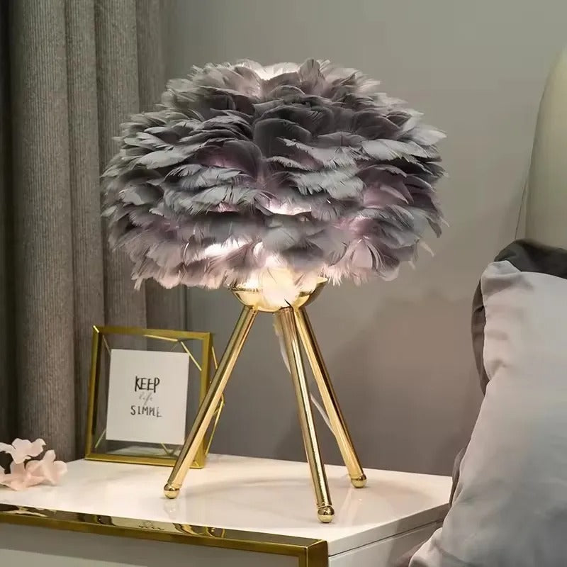Lampe de chevet plume décorative