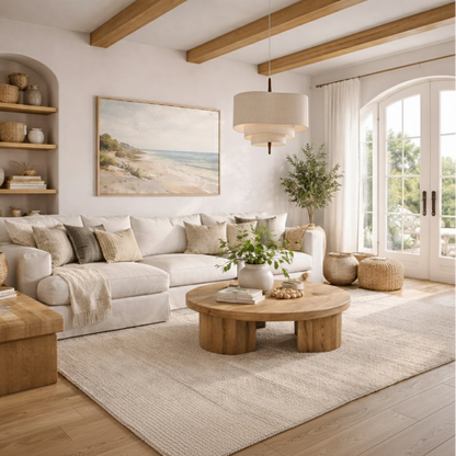 Suspension Design Beige en Bois & Tissu - Calora