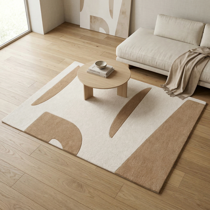 Tapis géométrique camel et écru – Cameva
