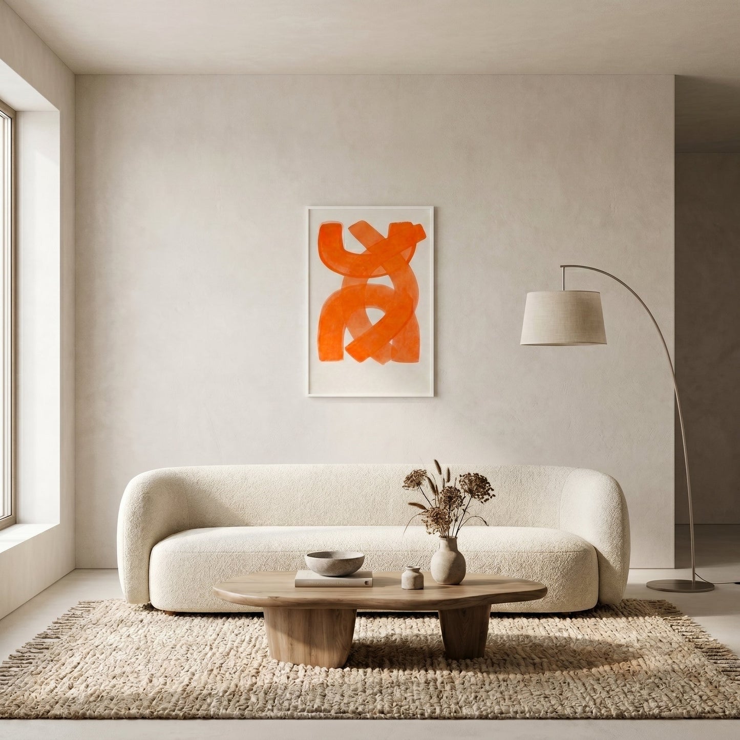 Tableau Abstrait Orange Vif – Énergie Graphique et Contemporaine