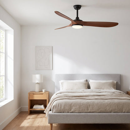 Walnut LED Ceiling Fan - Modern Wood Finish Fan with Remote