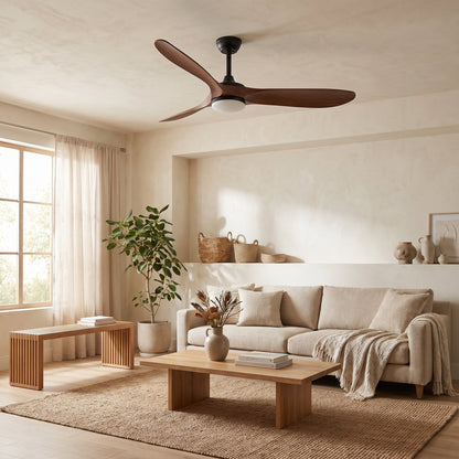 Walnut LED Ceiling Fan - Modern Wood Finish Fan with Remote