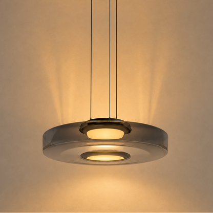 Suspension LED en verre fumé et métal noir – Verdora