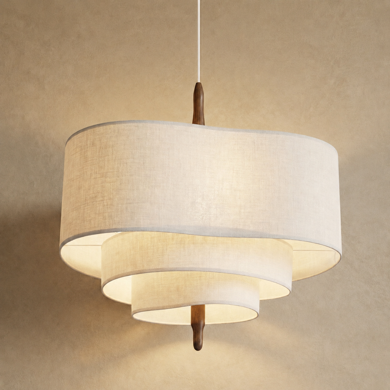 Suspension Design Beige en Bois & Tissu - Calora
