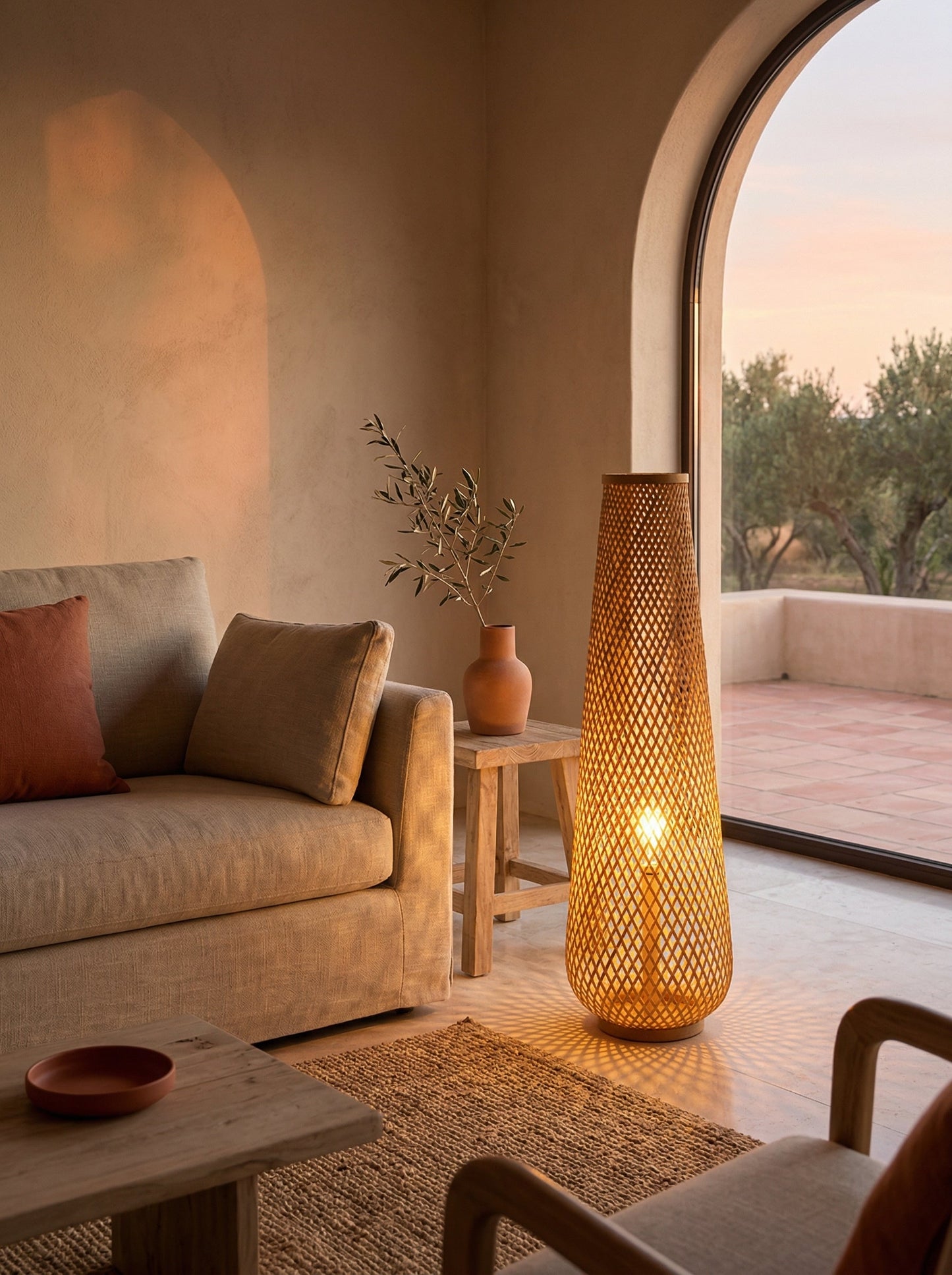 Lampadaire Tressé en Rotin – Doriro