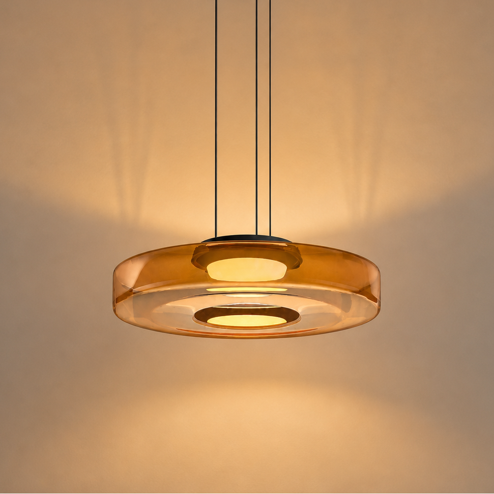 Suspension LED en verre fumé et métal noir – Verdora