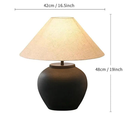 Wabi-sabi Ceramic Table Lamp Bedside Desk Lamp Decoration For Bedroom Light Fixture Japanese-style Table Lamp For Living Room
