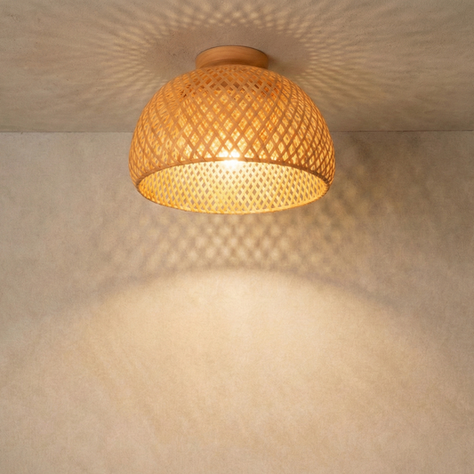 Plafonnier Circulaire en Rotin Naturel – Natora