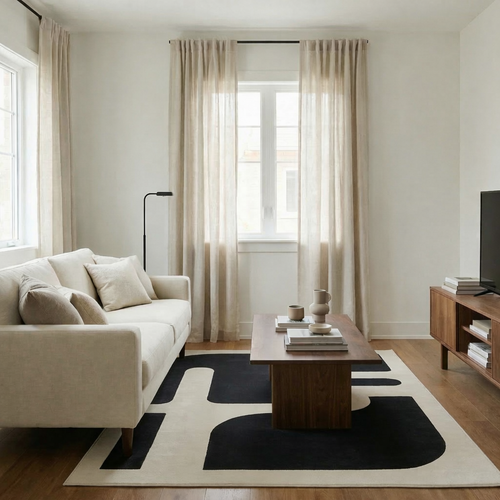 Tapis géométrique noir et beige – Nerio