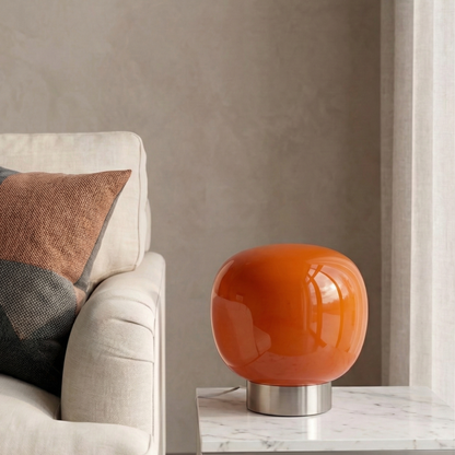 Lampe à poser en verre orange opalin et base métal – Solar